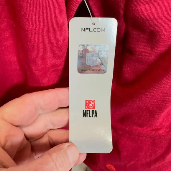 NEW Mitchell & Ness NFL Arizona Cardinals Henley Long Sleeve T-Shirt Red Mens L - Picture 6 of 9